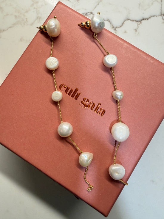 cult gaia Jewelry - cult gaia Gold Chain Earrings with White Pearls